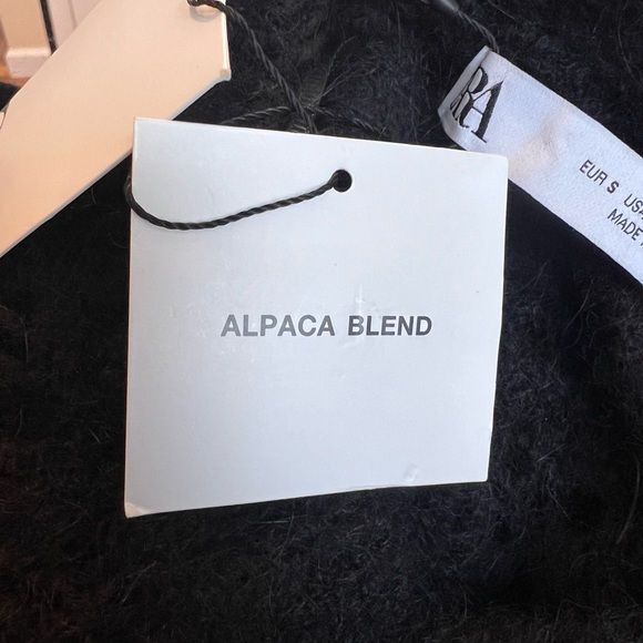 Zara Black Lace Open Knit Alpaca Blend Sweater Sheer Boho Lagenlook Layer - Picture 4 of 5